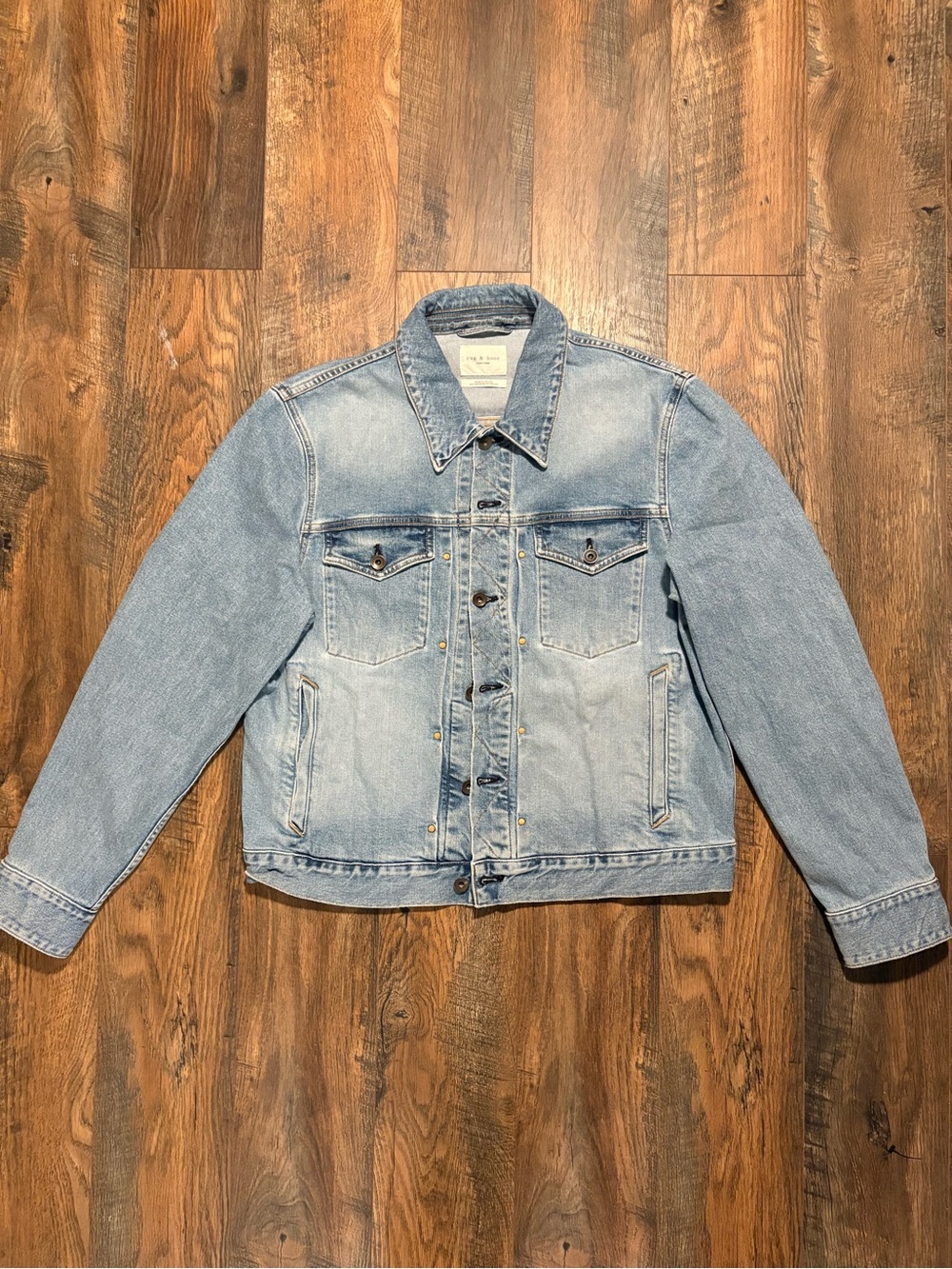 Rag & Bone Light Wash Cropped Denim Jacket XL Made in USA